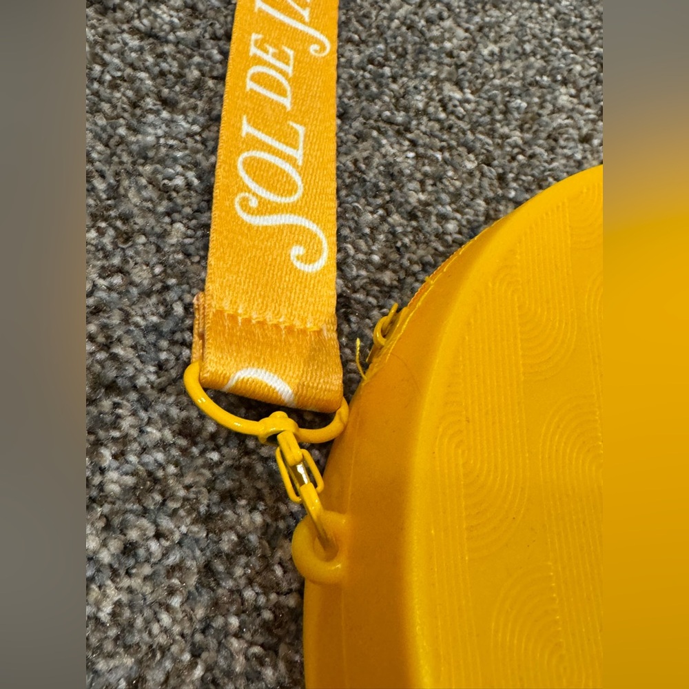 Sol de Janeiro Vibrant Round Mustard Yellow Rubber Crossbody Bag (8”x8”) unique - Picture 8 of 13